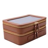SANHECUN Clear Travel Toiletry bag Toiletry Case Carry on Travel Accessories Bag Makeup Bag Dimensions | LxWxH:9 x 6 x 4.2 (Brown, SHC-TL-2) - Retail: $29