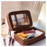 SANHECUN Clear Travel Toiletry bag Toiletry Case Carry on Travel Accessories Bag Makeup Bag Dimensions | LxWxH:9 x 6 x 4.2 (Brown, SHC-TL-2) - Retail: $29