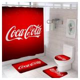 Cola Bathroom 4 Pieces Set Shower Curtain, Toilet Lid Cover and Bath Mat, Non-Slip Rugs, Durable and Waterproof, for Bathroom Decor Set, 72\ x 72\in - Retail: $38in
