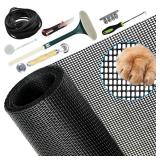 Pet Screen and Screen Repair Kit, Upgraded Thicken Pet Proof Window Screen Replacement - DIY Custom Adjustable Screen Mesh for Windows Doors and Patio Screen for Pet Resistant,60 x 100,Black -