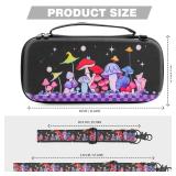 RHOTALL Colorful Mushroom Carrying Case for Nintendo Switch 2 (2025),Black Protective Travel Case,Cute Clear Glitter Hard Dockable Shell Cover for Switch 2,Screen Protector,Shoulder Strap,2 Thumb Cap 