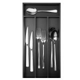 Conflech Silverware Organizer Small Bamboo Kitchen Drawer Organizer Utensil Organizer Silverware Holder Cutlery Organizer in drawer Flatware Organizer Tray (Black 4 Slots) - Retail: $12