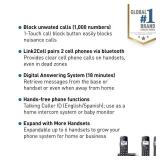 Panasonic Link2Cell Bluetooth DECT 6.0 Expandable Cordless Phone System with Answering Machine and Call Blocking - 2 Handsets - KX-TGE663B (Black) - Retail: $130