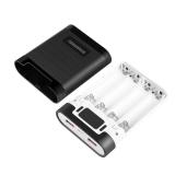 DIY 4x18650 Battery Charger, Battery Charger Case,Portable DIY Power Bank Box, 2 USB Output, Type-C Input and Output, Support PDQCSCPFCPAFCPPSPE, Not Include Battery (Black) - Retail: $22
