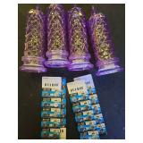 SupBri LED Candles, 4Pack Battery Operated Candles with Rose Light Halo, Romantic Flameless Pillar Candles for Valentines Halloween Decorations(Purple, D 2.5\ x H 7.2\in) - Retail: $17in