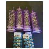 SupBri LED Candles, 4Pack Battery Operated Candles with Rose Light Halo, Romantic Flameless Pillar Candles for Valentines Halloween Decorations(Purple, D 2.5\ x H 7.2\in) - Retail: $17in