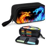 Meiwaote Large Pencil Case for Boys,Cool Boys Pencil Pouch for Kids Teens School with Zipper Compartments and Handle,Big Capacity Pen Box Pen Bag Organizer - Retail: $2