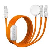 chubbycable Tri-Flex 3 in 1 USB C Cable for Apple Watch Charger Silicone 100W Multi Charging Cable Fast Charge Compatible with iPhone 17-15 Series iWatch iPad Airpods MacBook, 4.1FT, Orange - Retail: 
