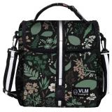 VLM Lunch Box for Women, Insulated Lunch Bag Women with Adjustable Shoulder Strap, Cute Lunch Tote Bag for Work,Picnic,Camping (Green Floral, Small) - Retail: $9