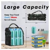 VLM Lunch Box for Women, Insulated Lunch Bag Women with Adjustable Shoulder Strap, Cute Lunch Tote Bag for Work,Picnic,Camping (Green Floral, Small) - Retail: $9