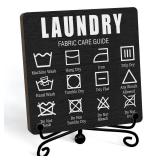 Laundry Room Sign, Washing Room Desk Decor, Laundry Fabric Care Guide Sign, Farmhouse Shelf Decor, 05 - Retail: $10