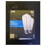Feit Electric ST19 Vintage Edison LED Light Bulb, 40W Equivalent, Dimmable, 5000K Daylight, E26 Base, Clear Glass Thin Filament Lighting Bulbs, 15,000-Hour Lifetime, ST1940950CATFIL2, 2 Pack - Retail: