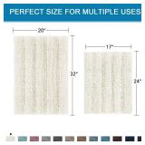 Non Slip Thick Shaggy Chenille Bathroom Rug Mat Set Extra Soft and Absorbent Striped Floor Rugs, 2 Piece, Machine-Washable - Retail: $31