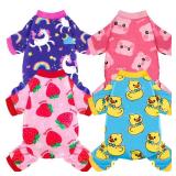 4 Pack Dog Pajamas Soft Lightweight Dog Recovery Suit Onesie Clothes for Small Medium Large Female Pet Boys Girls Dogs Cats - Retail: $20