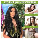 KooKaStyle Invisible Wire Hair Extensions with Transparent Headband Adjustable Size 4 Secure Clips Black Long Wavy Hairpiece 20 Inch for Women - Retail: $19