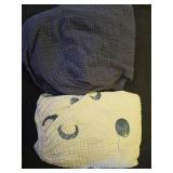 Bearmoss Muslin Mini Crib Sheets for Pack N Play Mattress - 100% Cotton - 38\x26\in Soft Breathable Playard Baby Crib Sheets Neutral for Boys Girls - 2 Pack (Blue Crescent) - Retail: $19in