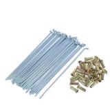 Motoforti 36pcs Silver Tone 3mm Thread Dia 160mm 6.3\ Length Motorcycle Wheel Spokes Nipples - Retail: $17in