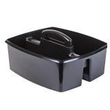 Storex 2-Compartment Large Caddy  Multipurpose Classroom Organizer with Handle, Black, 1-Pack (00973A06C) - Retail: $12