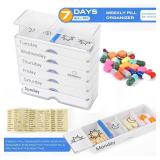 Weekly Pill Organizer 7 Day AMPM  4 Compartments per Day, Arthritis Friendly Pill Case with Better Grip Design, Medicine Planner for Vitamins, Supplements, and Medications  Easy to Use Pillbox - R