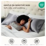 Bedsure Satin Body Pillow Pillowcase, Similar to Silk Body Pillow Cover with Zipper, Soft and Breathable Long Pillow Case, Cooling and Silky Long Pillowcase for Hair and Skin, Dark Grey, 20x54 Inches 