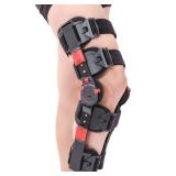Hinged ROM Knee Brace with Side Stabilizers, Adjustable Post Op Knee Support Orthosis Immobilizer for ACL, PCL and MCL Injury, Medical Knee Orthopedic Support, Leg Stabilizer for Left or Right Leg, Me