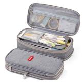 EASTHILL Big Capacity Pencil Pen Case Office College School Large Storage High Capacity Bag Pouch Holder Box Organizer (Gray) - Retail: $14
