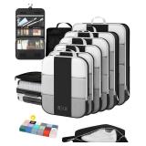 10 Set Compression Packing Cubes for Travel Essentials,Compressible Expandable Packing Cubes for Suitcase,OlarHike Luggage Organizer Bags for Travel,Handy Helper for Organizing Clothes(Black) - Retail