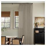 Extra Wide Curtains 90 Inches Long 60 Inch Width for Living Room Bedroom Light Filtering Semi Sheer Farmhouse Pleated Curtain Hooks Rings for Patio Sliding Door Large Window Burlywood Taupe 1 Panel - 