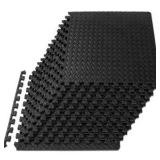 ProSource Fit Exercise Puzzle Mat 12 inch - Black - Retail: $19