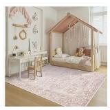 Pink Floral Home Rug Collection 4 ft x 6 ft - Retail: $49
