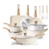 SENSARTE Ceramic Cookware Sets, Pots and Pans Set Nonstick, 20-Piece Induction Cookware, Non-toxic Healthy Non Stick Kitchen Cooking Set with Stay-Cool Handles- Retail:$189