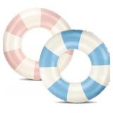 Retro Striped Swimming Rings - Blue and Pink Set 2 Pack  - Retail: $15
