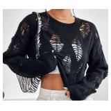 Womens Knit Black Sweater (No Indication of Size Given but Estimate is Large) -