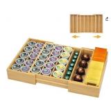 MinBoo Expandable Bamboo Drawer Organizer with Compartments - Retail: $24