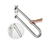 20 inch Stainless Steel Handrail for 1-3 Steps- 1.25\" Tube, ZUEXT U Shaped Chrome Safety Grab Bar for Stairs, Wall Mounted Hand Railing for Outdoor Garage Interior Exterior Stairway
