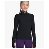 baleaf Girls Long Sleeve Shirts Fleece Jacket Fall Half Zip Pullover Kids Sweatshirts Athletic Thermal Coat LARGE