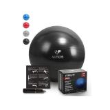 Vitos Fitness Anti Burst Stability Ball Extra Thick Non Slip Supports 2200LB for Fitness Exercise Birth Balance Yoga Workout Guide & Quick Pump Included Professional Quality Design (Black  75 cm)