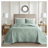 Glen King/California King 3pc Reversible Bedspread Set Seafoam: 510 Design, Microfiber, Transitional Style