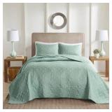 Glen King/California King 3pc Reversible Bedspread Set Seafoam: 510 Design, Microfiber, Transitional Style