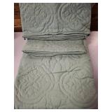 Glen King/California King 3pc Reversible Bedspread Set Seafoam: 510 Design, Microfiber, Transitional Style