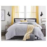 Home Expressions Intellifresh - Antimicrobial Treated Heathered Stripe Reversible Comforter ONLY