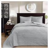 3pc King Vancouver Reversible Bedspread Set Gray - Madison Park: Microfiber, Lightweight, Plain Weave