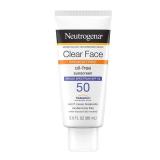 Neutrogena Clear Face Sunscreen Lotion for Acne-Prone Skin, Broad Spectrum SPF 50, Sunscreen for Face & Oily Skin, Oil-,Fragrance- & Oxybenzone-Free, Water Resistant, Matte, Unscented, 3 Fl Oz