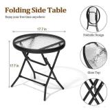 Folding Tempered Glass Outdoor Side Table Patio Bistro Coffee Table - Retail - $33