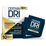 Certain Dri Antiperspirant Wipes for Excessive Sweating & Hyperhidrosis 72HR Clinical Strength Odor & Perspiration Protection, Travel-Friendly, Dermatologist Recommended, (10 Count)