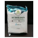 Grab Green Wet Dryer Sheets, 32 Count, Fragrance Free, Plant Based, Softens Fabrics, Reduces Static Cling and Wrinkles