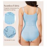 BRABIC Bodysuit Shapewear for Women Tummy Control Panties Seamless Sleeveless Tops V-Neck Camisole Jumpsuit (Blue Brief, X-Small/Small)