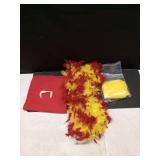Cotwinter 6 Pcs Halloween Wrestler Costume Set Include Yellow Sleeveless T-shirt 6ft Feather Boa Mustache(M)