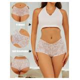 ALL OF SHE Sexy Underwear Panties for Women Cheeky V Waist Lace Boyshorts Plus Size Underwear Women 5 Pack, M