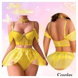 Mixxmix Lingerie Sets for Women Sexy Princess Lingerie Cosplay Costume Outfit with Bra and Panty Yellow XL